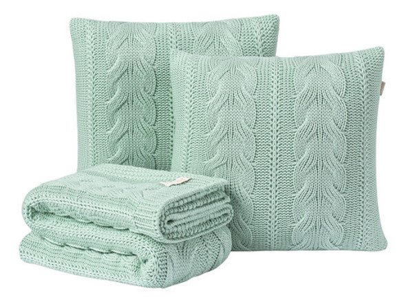 Kit Manta/peseira + 2 Capas Tricot Verde - 260cm X 60cm 0