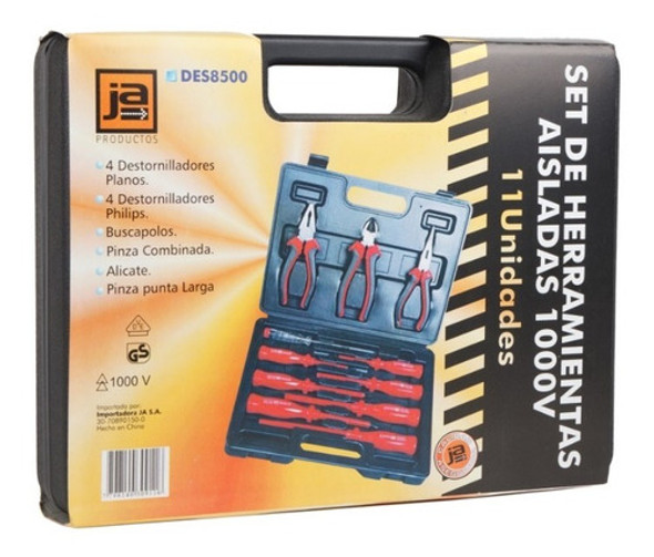 Kit Destornilladores Y Pinzas Aisladas Electricista Maletin 1