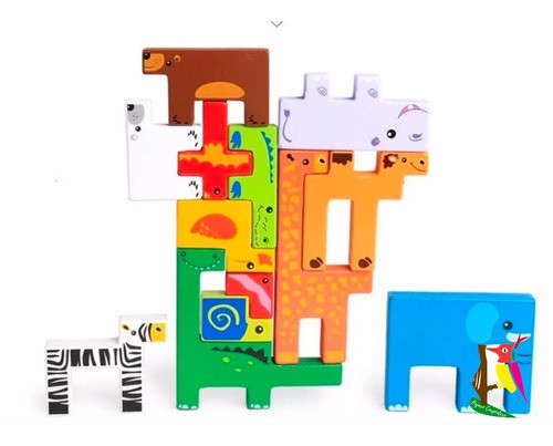Juego Rompecabezas Madera Animales Bloques Didacticos Niños 1