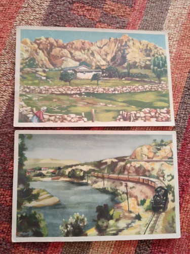 2 Postales Corrales Y Casa Serrana Tren Sierras Cordoba 1947 0