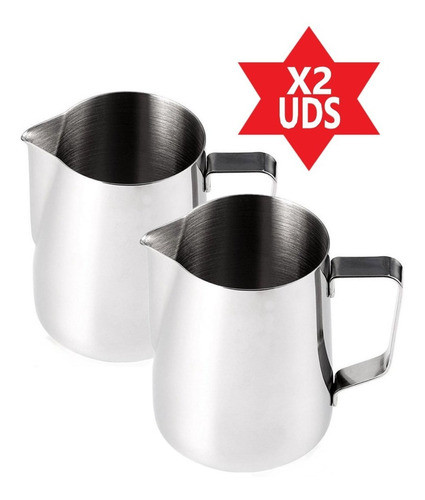 Combo Barista Pitcher X2 Jarras Leche Arte Latte 600 Ml Cafe 1