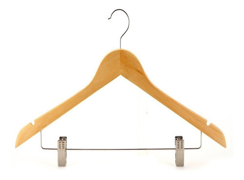 15 Cabides Madeira Marfim Com Presilhas + 15 Madeira Trad. 1