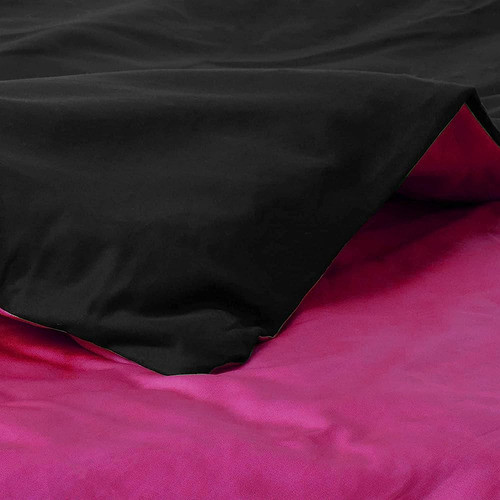 Tache Cotton Reversible Sólido Rosa Caliente Y Negro 4 Pieza 1