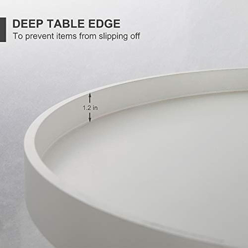 Mesa Auxiliar Redonda Dorada, Mesa De Bandeja De Madera Con 1