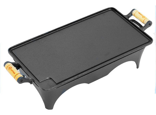 Rechaud 2 Bocas De Ferro Fundido Com Chapa 43x24cm Grelhar 0