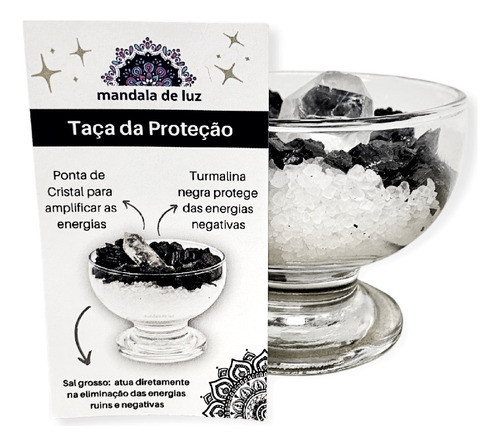 Taça Proteção Com Turmalina Negra, Cristal E Sal Grosso 7cm 0