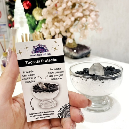 Taça Proteção Com Turmalina Negra, Cristal E Sal Grosso 7cm 1