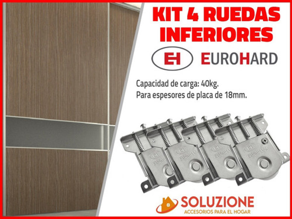 Kit 4 Ruedas P Placard Cromadas Soportan 40kg C/u Eurohard 1