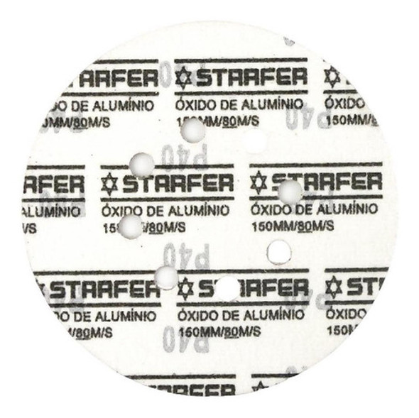 Kit 100 Disco De Lixa Velcro Vermelho 150mm Grão 40 Starfer 1
