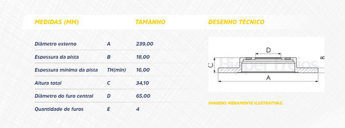 Disco De Freio Dianteiro 239mm Vw Polo 1.0 16v Aro 13 1