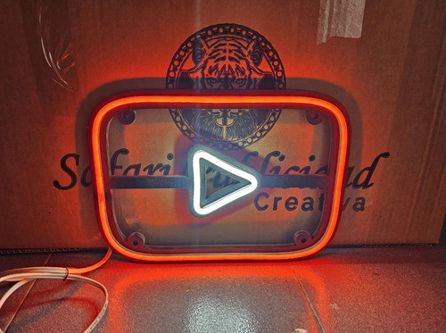 Cartel Logo Youtube En Neón Led/ Deco / Luminoso/ Influencer 1