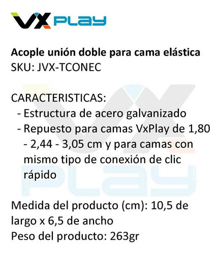Acople Union Doble Vxplay Para Cama Elástica Repuesto 1