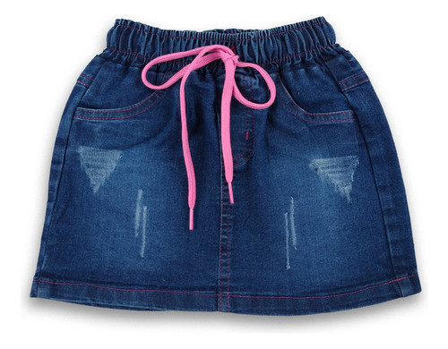 Saia Jeans Infantil Com Cadarço Regulador Tam 01 Ao 08 0