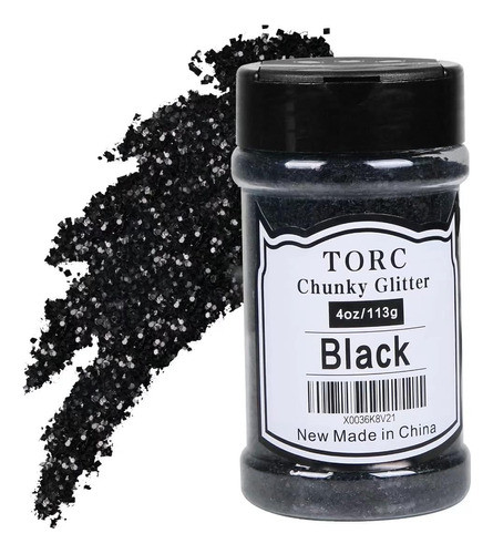 Brillo De Glitter Negro Grueso Para Uñas Y Decoración, 115ml 0