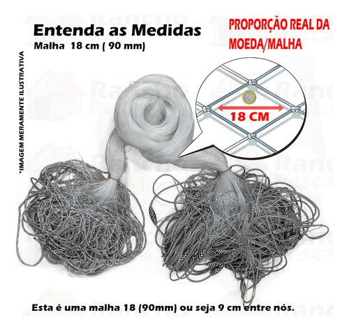 Redinha Fio 40 Pescaria 100mt Malha 9 (18cm Aberta) 1,73m 1