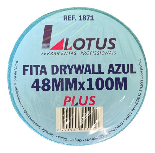 Kit 2 Fitas Drywall Azul 48mmx100m Fibra De Vidro Gesso Plus 1