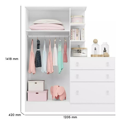 Roupeiro E Cômoda Infantil 4070 Conjugado Móveis Leartam 1