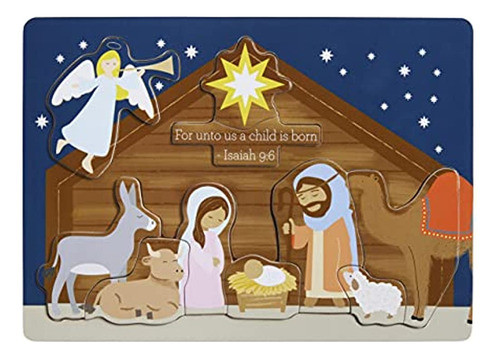 Rompecabezas De La Natividad De Madera Para Niños Mud Pie, 8 0