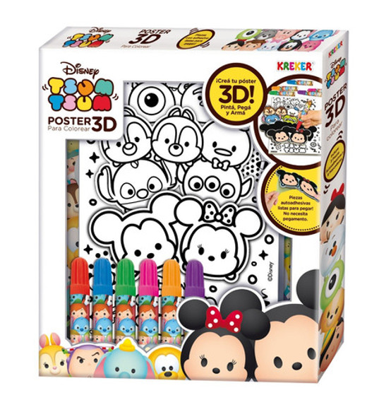 Tsum Tsum Poster P/ Armar  3d Con Fibras P/pintar | Kreker 0