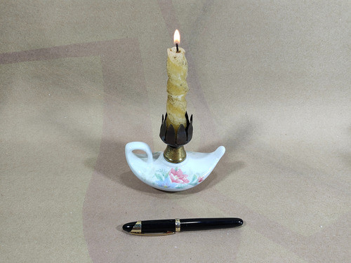 Porta Velas Mini Lampião Louça Antig Original Raro 13x12x7cm 1