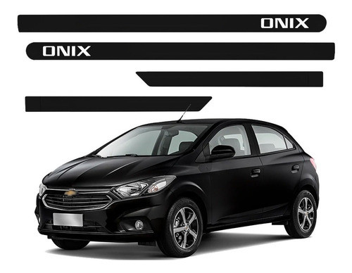 Jogo De Friso Lateral Porta Gm Onix Preto Global 2013 2014 0