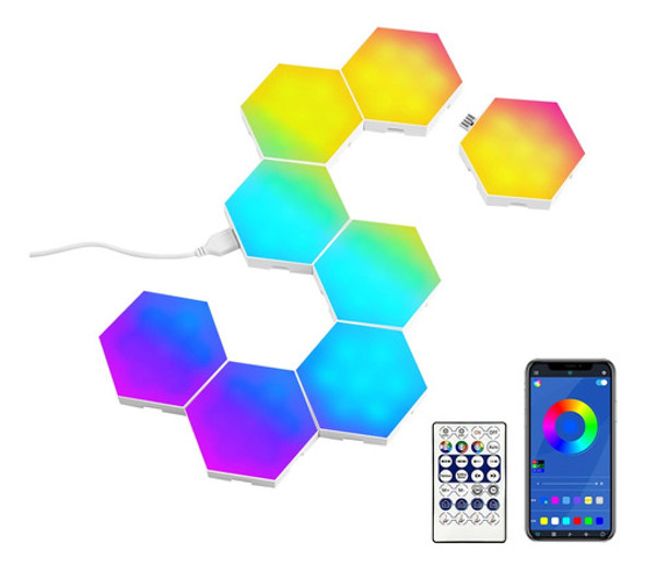 Hexágono Led Rgb Smart 6 Pzas Wifi Audioritmo Adhesivo Gamer 0