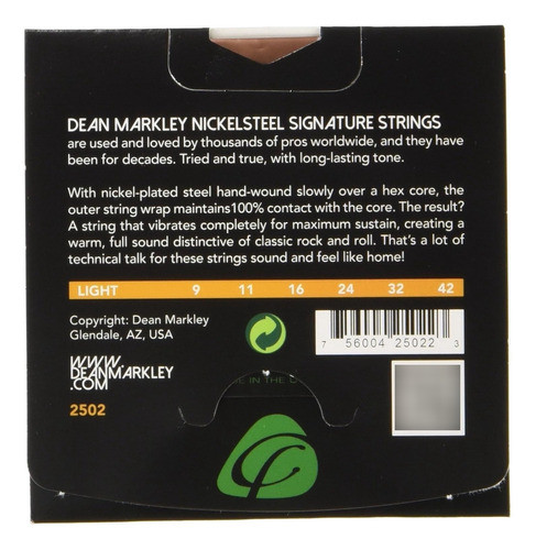 Cuerdas De Guitarra Electrica Dean Markley 09 2502 Signature 1