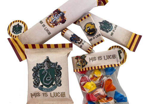 Golosinas Personalizadas X 15 Candy Bar Harry Potter 4 Casas 0