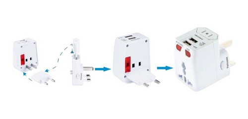 Adaptador Universal Para Viaje Con 2 Usb Diginet 1