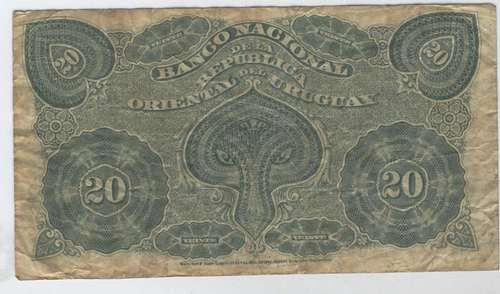 Billete De Uruguay De 20 Centavos  Del Año 1887 1
