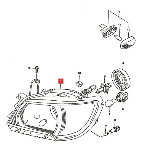 Optica Der.  Suzuki Alto K10 2009-14 0