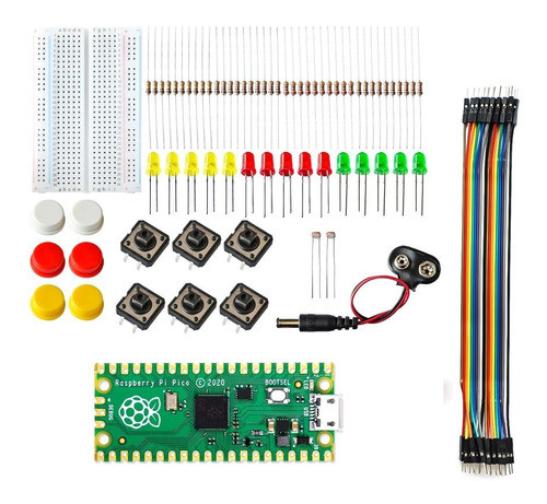 Kit Iniciante Raspberry Pi Pico Com Componentes Eletrônicos 0