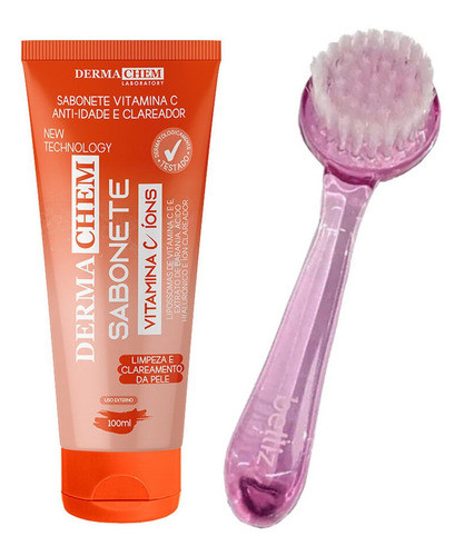 Escova E Sabonete Limpeza Facial Skin Care Vitamina C 0
