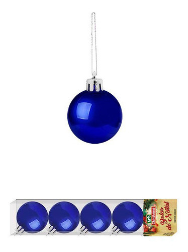 Enfeite De Natal Bola Azul Lisa 5 Unidades Decoração Natal 0