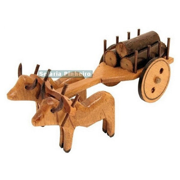 Kit Carro De Boi Madeira Em Miniatura Para Decoração Oferta! 1