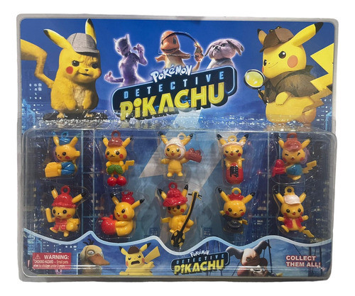 Set X10 Muñecos Pikachu Detective - Pokemon Go 0
