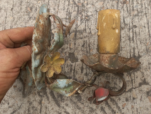 Antiguo Aplique 1 Luz En Hierro Artistico Estilo Provenzal 0