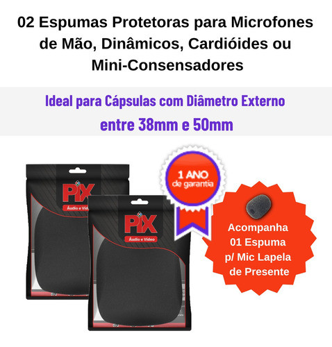 02 Espumas Microfone De Mão Dinâmico Mini Condensador Studio 1