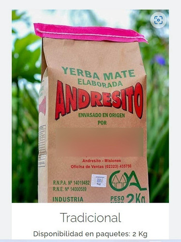 20 Kg Yerba Andresito (10 Unidades De 2 Kg) Envío Gratis!!! 1