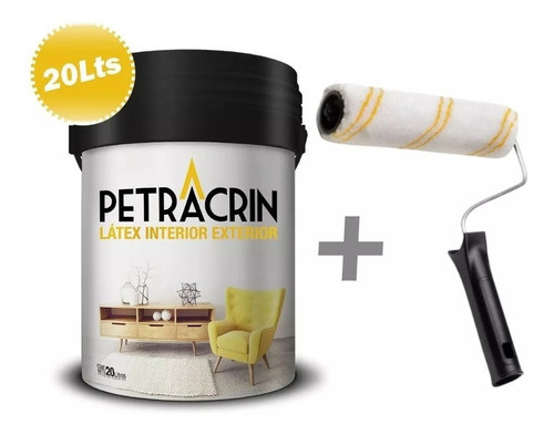 Pintura Latex 20 Lts Antihongo Blanco Petracrin + Rodillo 0