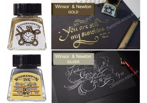 Tinta Metalica Oro Plata Winsor And Newton Dibujo Caligrafia 0