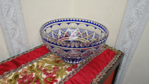 Gran Centro Cristal Tallado Antiguo Estilo Baccarat Vealo 0