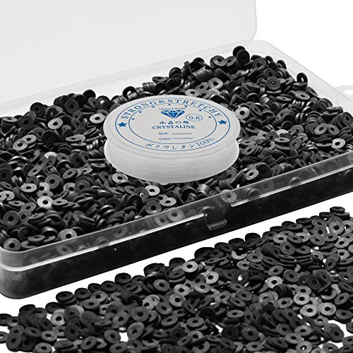 Cuentas Planas Para Hacer Pulseras 8mm 4000u Negro 0
