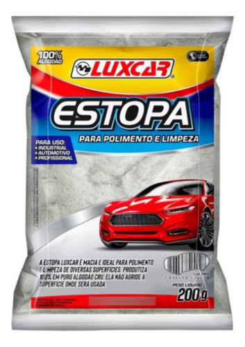 Kit C/3 Estopa De Polimento Automotivo Luxcar 200g Algodão 1