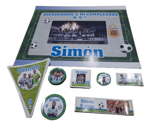 Messi Argentina Futbol Kit Cumple Impreso Y Cortado 0