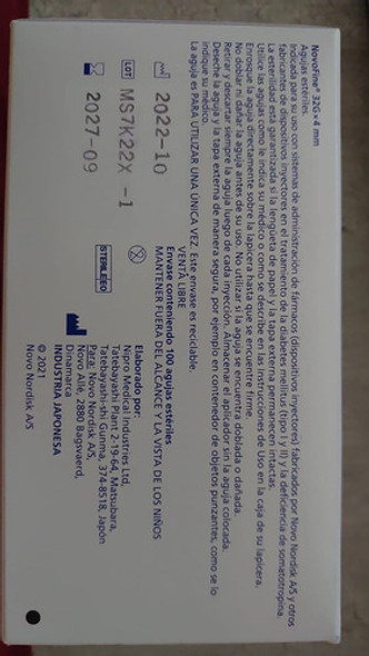 Novofine Agujas 32g X 4 Mm Para Pen Caja 100 Unidades 1