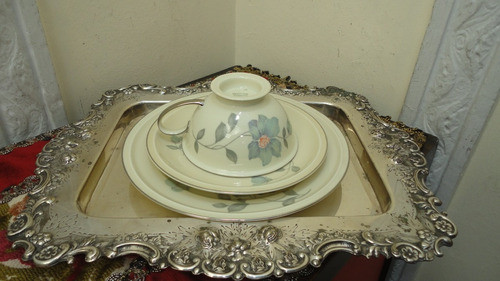 Trio Taza Te Porcelana Rosenthal Antiguo Realce Plata Vealo 0