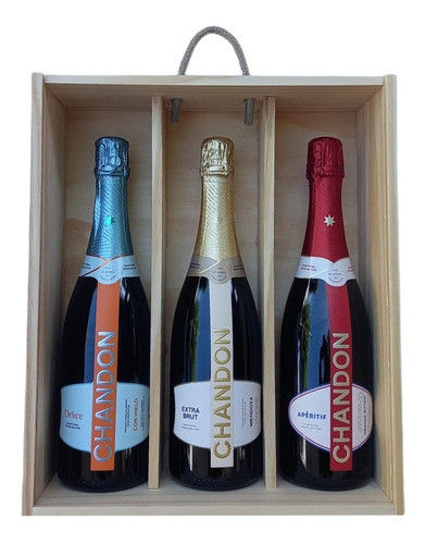 Espumante Chandon 750ml X 3 Caja Madera Regalo Empresarial 0