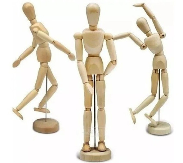 Boneco Manequim Articulado 14cm Madeira 1