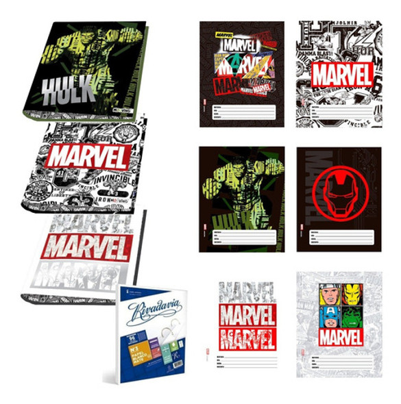 Kit Set Avengers Carpeta Nº3 Separador Rivadavia Mooving 0